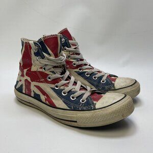 Y2K Converse Chuck Taylor Distressed Union Jack Red White Blue Wom Sz 8.5 US **